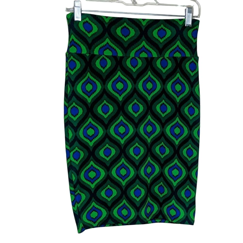 LuLaRoe Green and Blue Printed Cassie Skirt - XS - EUC